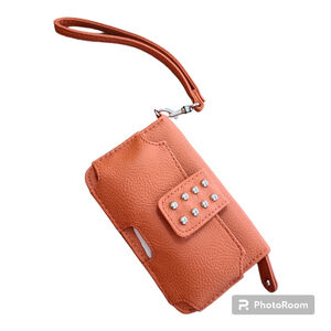 Faux Leather Wristlet Wallet with Zipper Closure